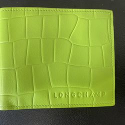 New Longchamp Green Leather Wallet (In Box)
