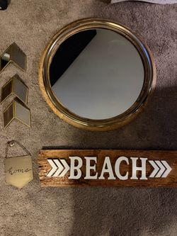 Entire wall set with mirror sign and decor