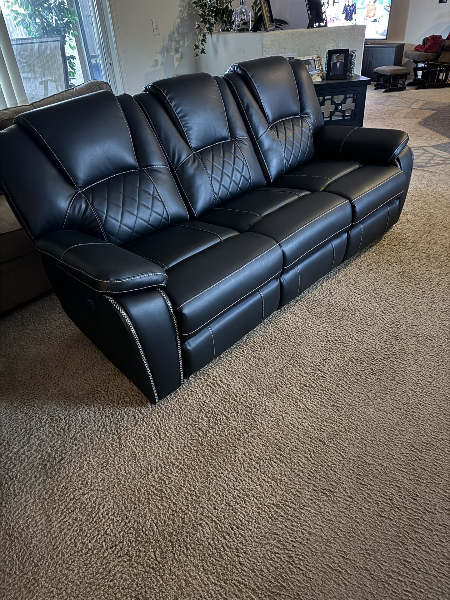 Dual Reclining Leather Sofa-new