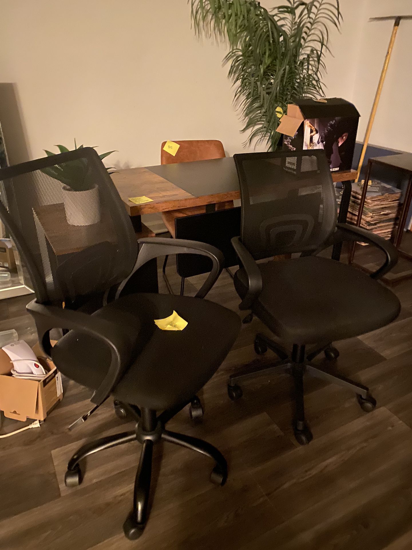 2 Black Rolling Desk Chairs 