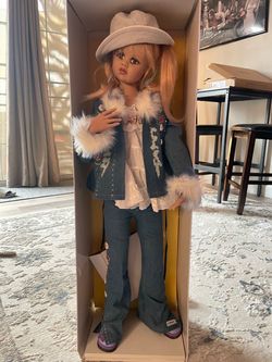 Large Collectible Fashion Doll in Denim Outfit