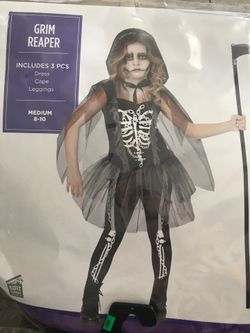 GIRLS GRIM REAPER DRESS CAPE AND LEGGING