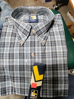 Men's Blue,/ Grey Plaid Shirt Size Medium Or Large 