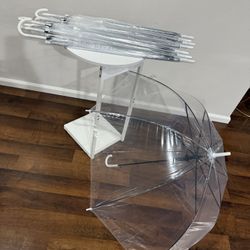8 Pack Clear Wedding Umbrellas Auto Open Windproof Transparent Large Clear Bubble Stick Umbrella Bulk with J Hook Handle for Outdoor Bride G