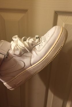 All white mid top air force ones