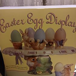 Easter Egg Display With Six Seprate Easter Egg Holders And Six Decorative Reproduction Eggs 
