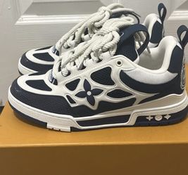 Louis Vuitton Navy Leather & Mesh Trainers