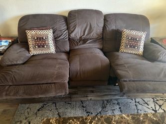 Brown Fabric Reclining Sofa