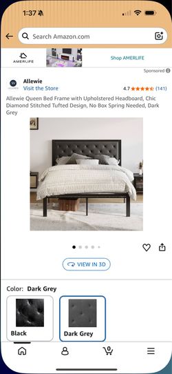 King Size Metal Bed Frame with Tufted Upholstered Headboard