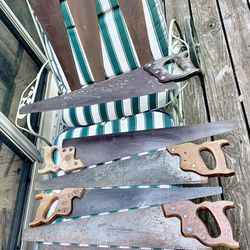 LOT OF 11 MOSTLY DISSTON VINTAGE HAND SAWS