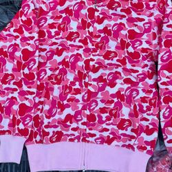 Pink bape hoodie size small