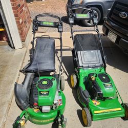John Deere Heavy Duty Commercial / Residential Self-propelled Lawn Mowers / Zero Turn Pair Of Two 6.75 HP And 8.75 HP