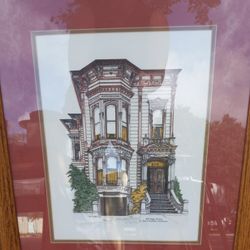 Debbie Patrick Victorian House ...watercolor Lithograph. Signed  1982 & Framed 