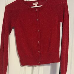 Girls Red Button Up Sweater Sz 7/8