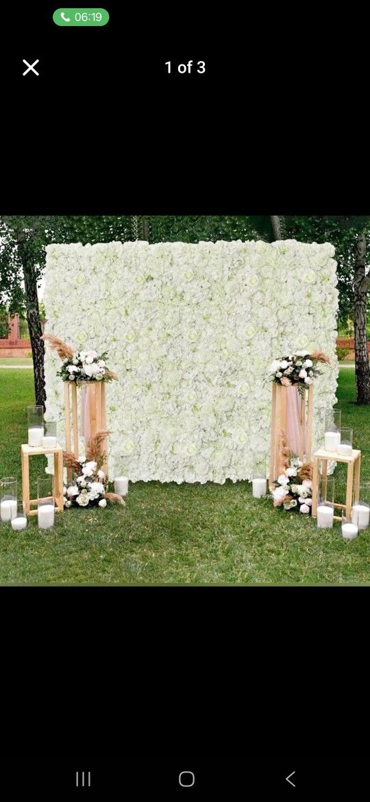 10Pcs. White Silk Flower Panels For Backdrop For Wedding, Quinceanera