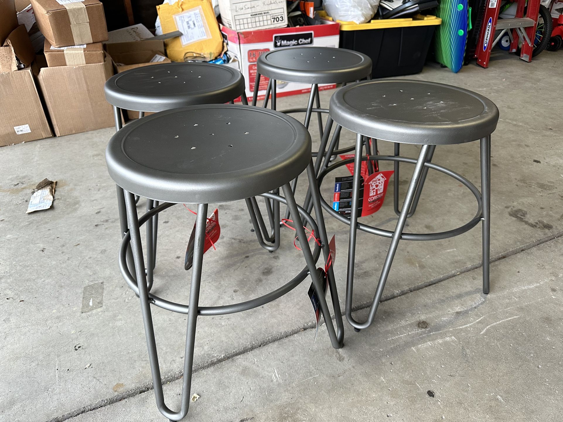 Brand New Set Of 4 Metal Stools