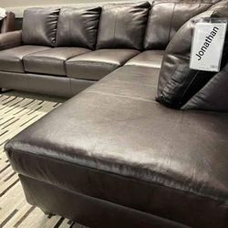💥Free Delivery 💥 Genuine Leather L Shape Sectional Couch With Chaise 💧Starting at $163/mo.