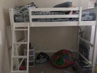 White canopy bunk bed with new mattress