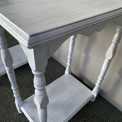 Whitel With Silver Satin Finish End Tables 