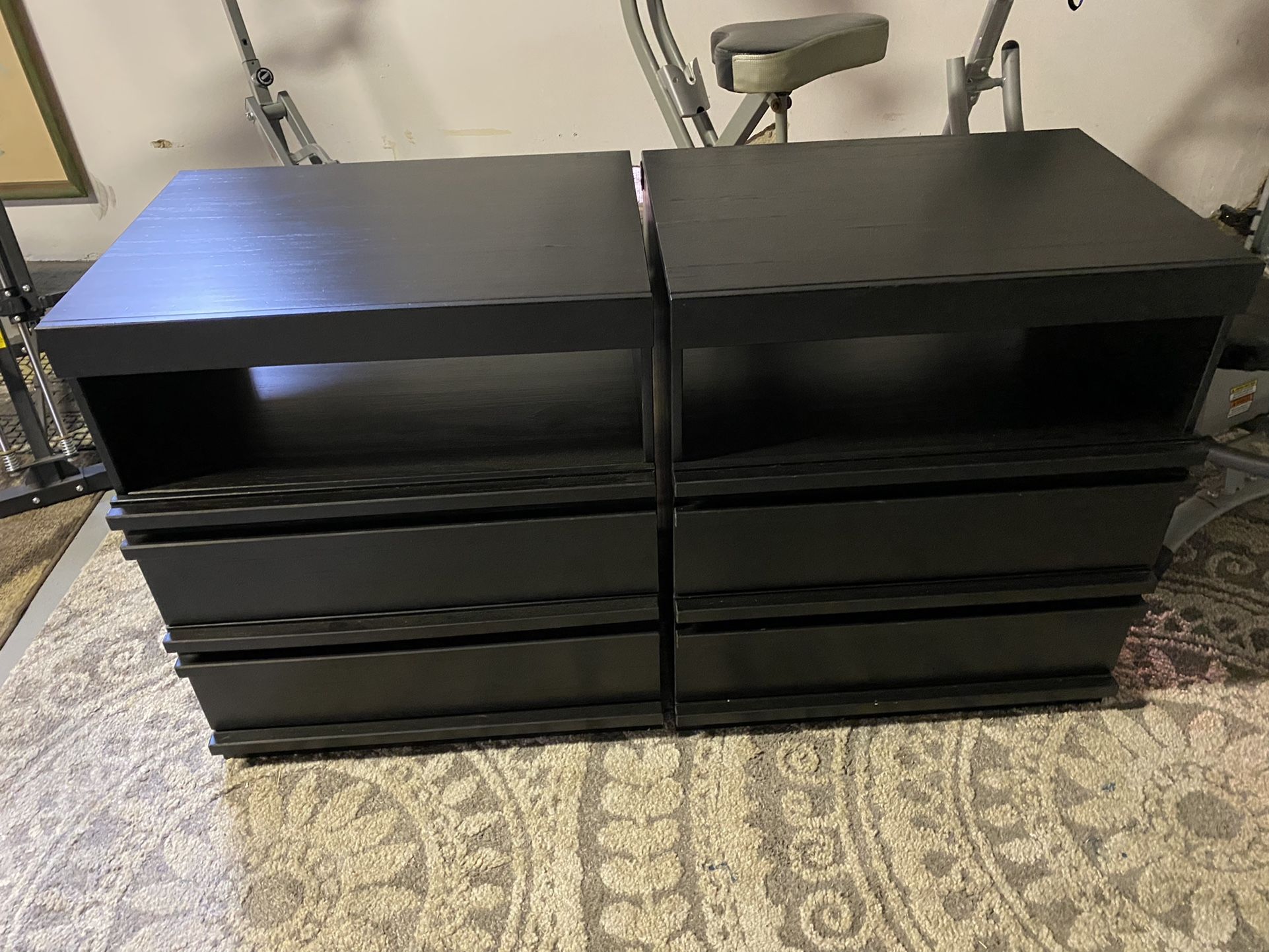 2 IKEA Mathopen Nightstands, Black-Brown