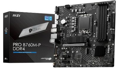 MSI PRO B760M-P DDR4 mATX placa base, 4X DDR4~128GB, 1x PCI-E x 16, 2X PCI-E x 1, 2X M.2, 4X SATA, 1x USB 3.2, 4X USB 2.0, 1 x USB-C