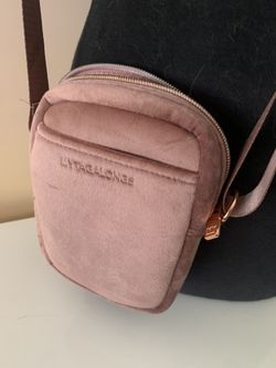 Dusty Rose Plush Velvet Adjustable Crossbody Bag Brand New With Multiple Pockets 