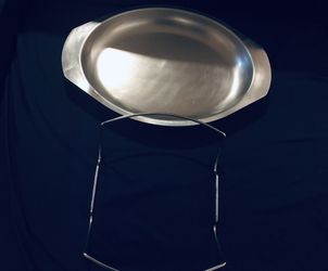 **Vintage 1960s Steel Serving Platter + Rack**