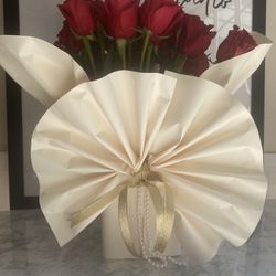 Red Roses With A Korean Paper Arrangement 
