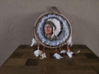 Large Dream Catcher With Indian Face Figure