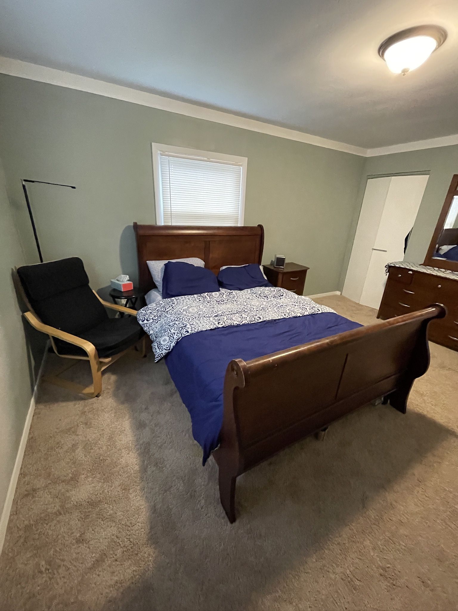King bed with frame and bedroom set