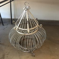 Vintage handmade metal birdcage