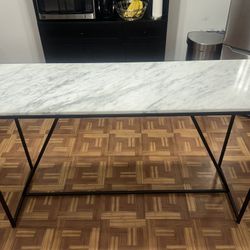 Stunning Real Carrara Marble Kitchen Island / Console Table