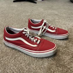 Red Old Skool Vans.