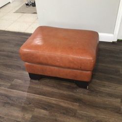 Large Brown Leather Ottoman
