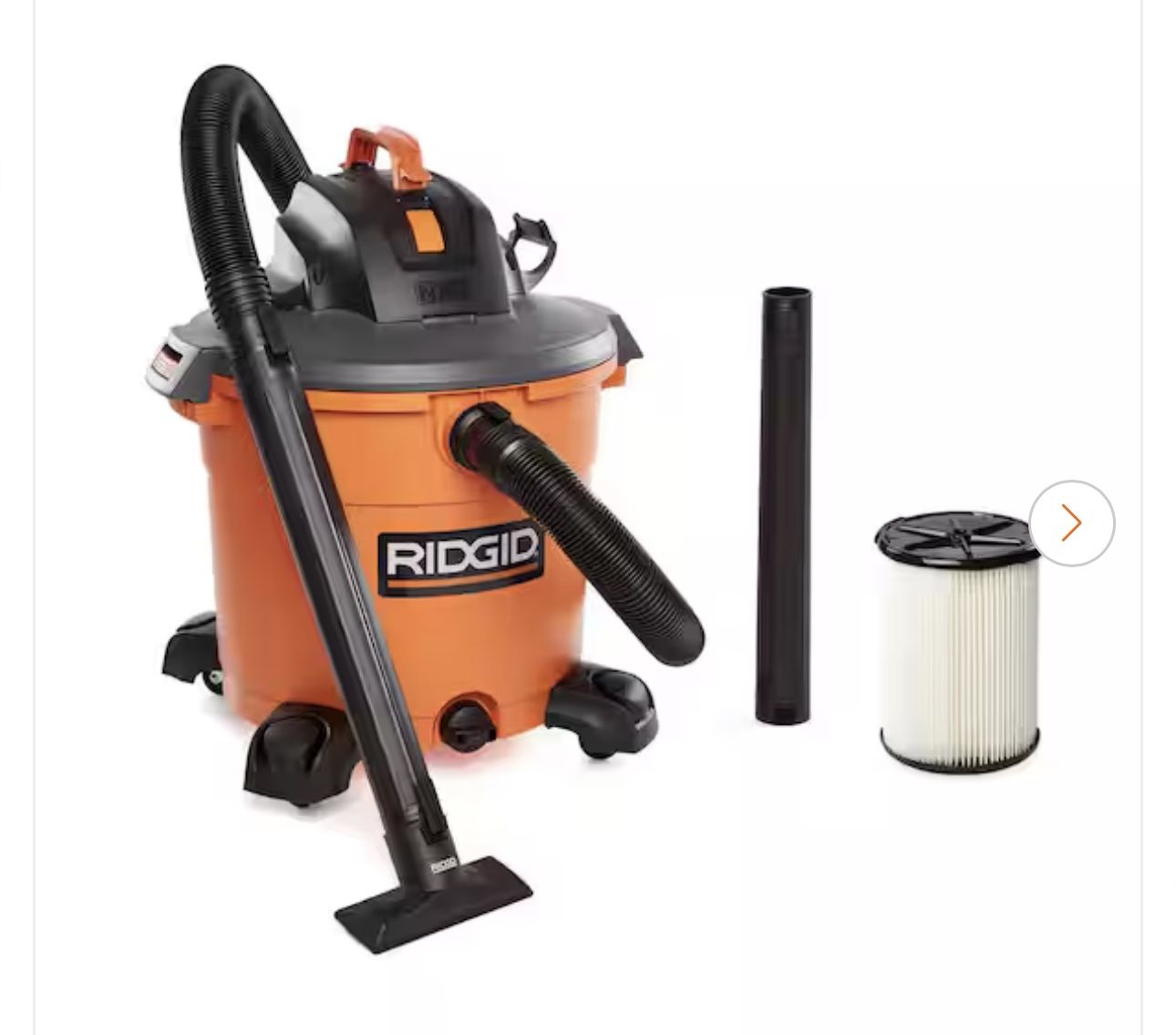 16 Gal. 5.0 Peak HP NXT Shop Vacuum Wet Dry Vac with General Debris Filter, Locking Hose and Attachments HD1640