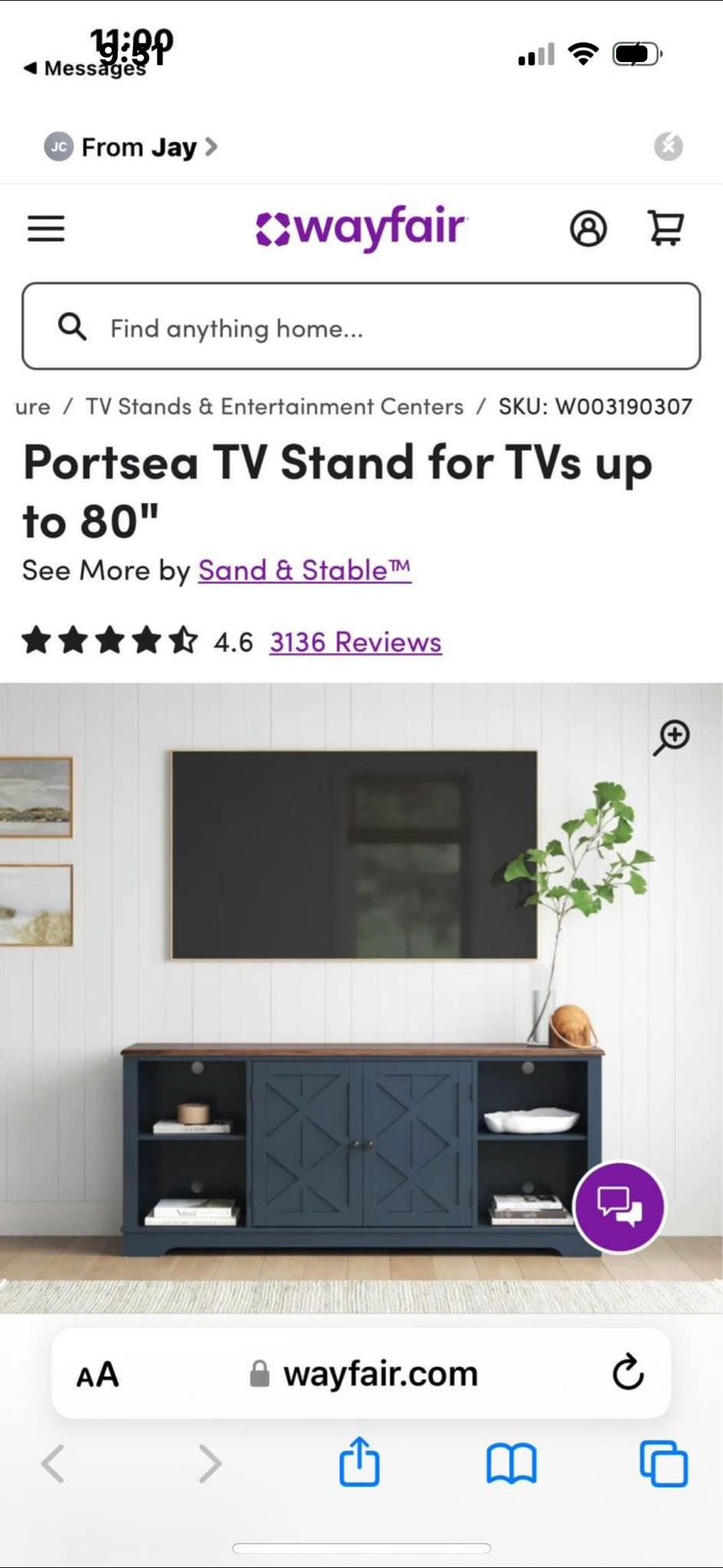 New Blue Farmhouse Style TV Stand