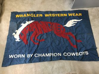 Wrangler Jean Flag 6’ x 4’ “Wrangler Western Wear, Worn By Champion Cowboys”