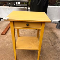 Yellow Wooden Side Table / Nightstand with Drawer