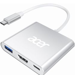 Acer USB C to HDMI Adapter, 4K USB C Hub with 100W PD, USBA 3.0 Port, HDMI to USBC Multiport Digital AV Converter for MacBook Pro/Air, iPad, Tablets, 