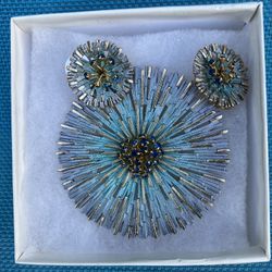 Elegant Antique Brooch And Clip-On Earring Set