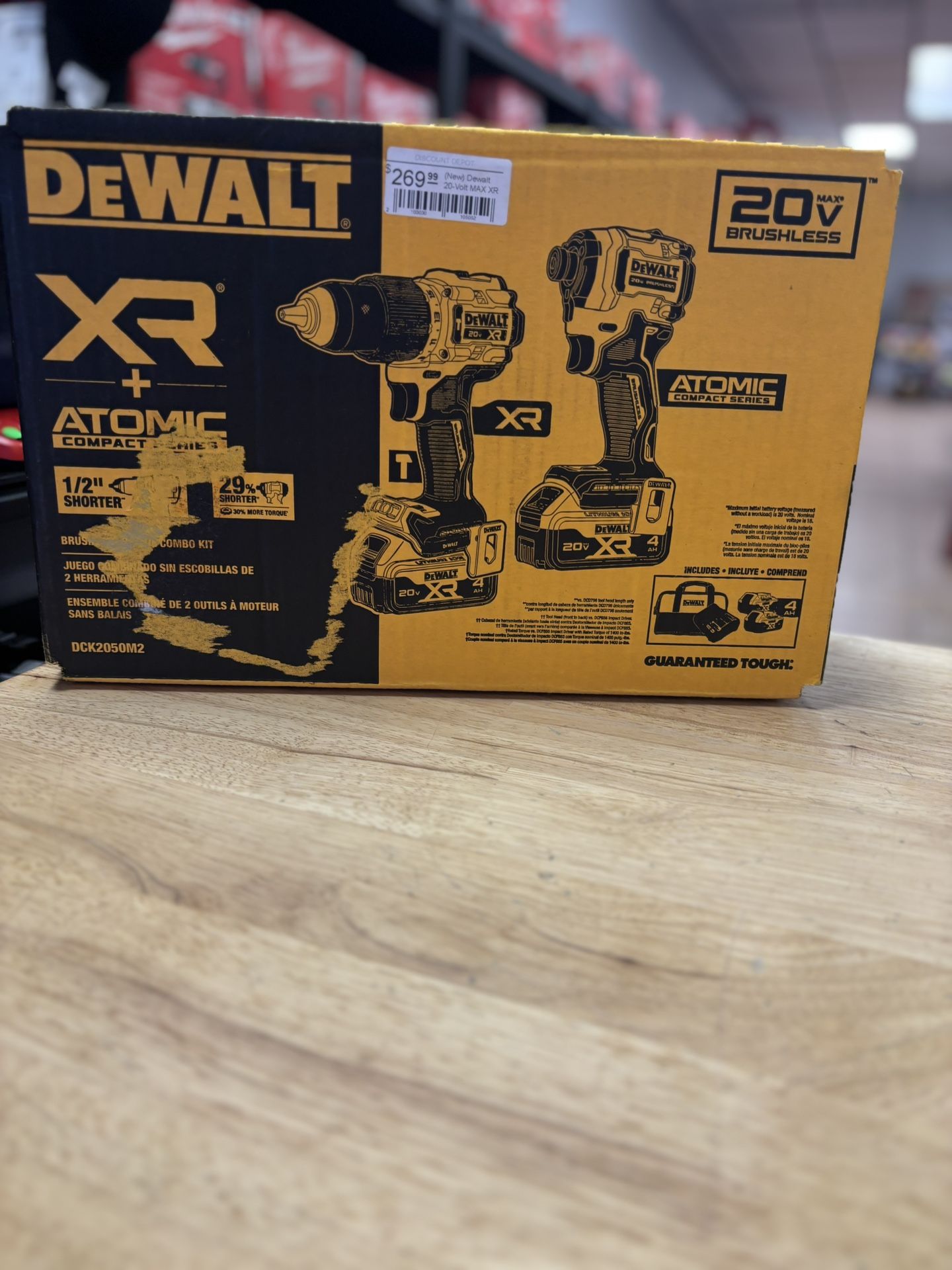 20V MAX XR Hammer Drill and ATOMIC Impact Driver 2 Tool Cordless Combo Kit with (2) 4.0Ah Batteries, Charger, and Bag