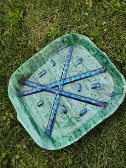 Vintage Dichroic iridescent fuses art glass dish