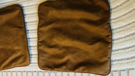 Set If 2 Brown Faux Leather Pillow Cover
