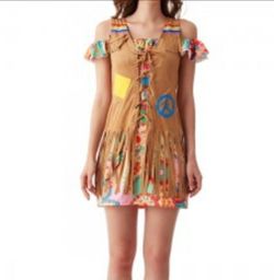 Girls 1960s 70s Disco Retro Groovy Hippie Go Go Girl Costume Size M/L