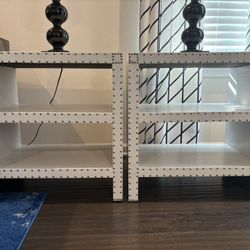 Modern White Nailhead Side Tables