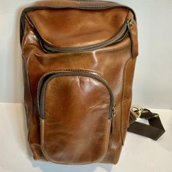 Unisex Leather Tactical Chest Bag Backpack Molle Crossbody Sling  Shoulder Pack