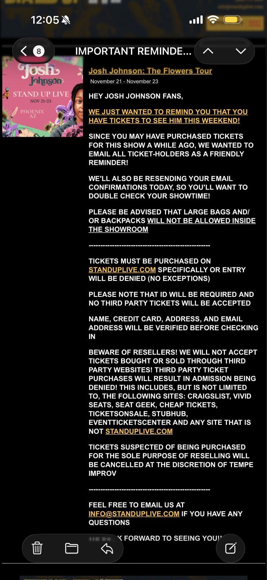 Josh Johnson 2 Tickets For Sunday 11/23 6pm $300 SOLD OUT WEEKEND