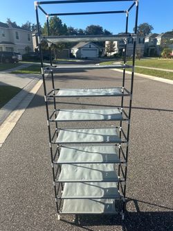 Purple Fabric Covered Shoe Rack Organizer