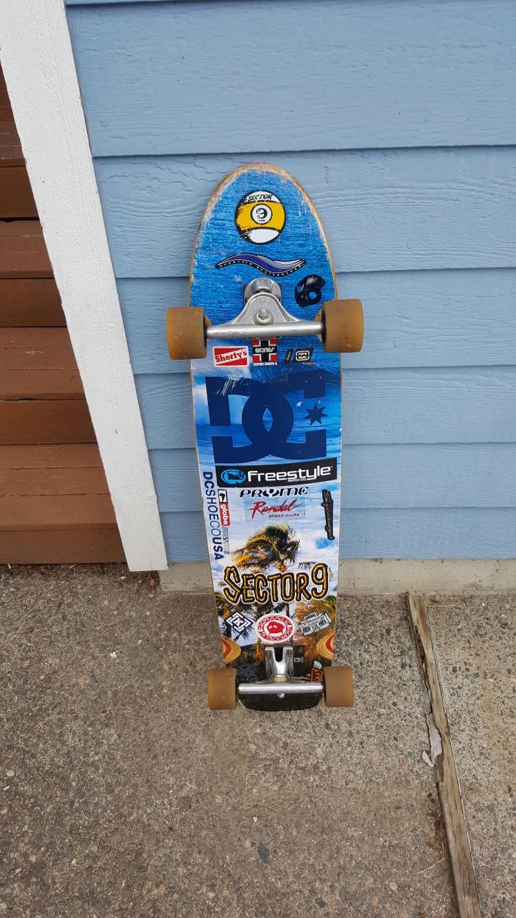 Sector 9 longboard with Gullwing Alpine trucks, with Sec 9 wheels and bones Swiss ceramic