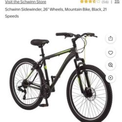 Schwinn Sidewinder 26" Wheels Mountain Bike Black 21 Speeds